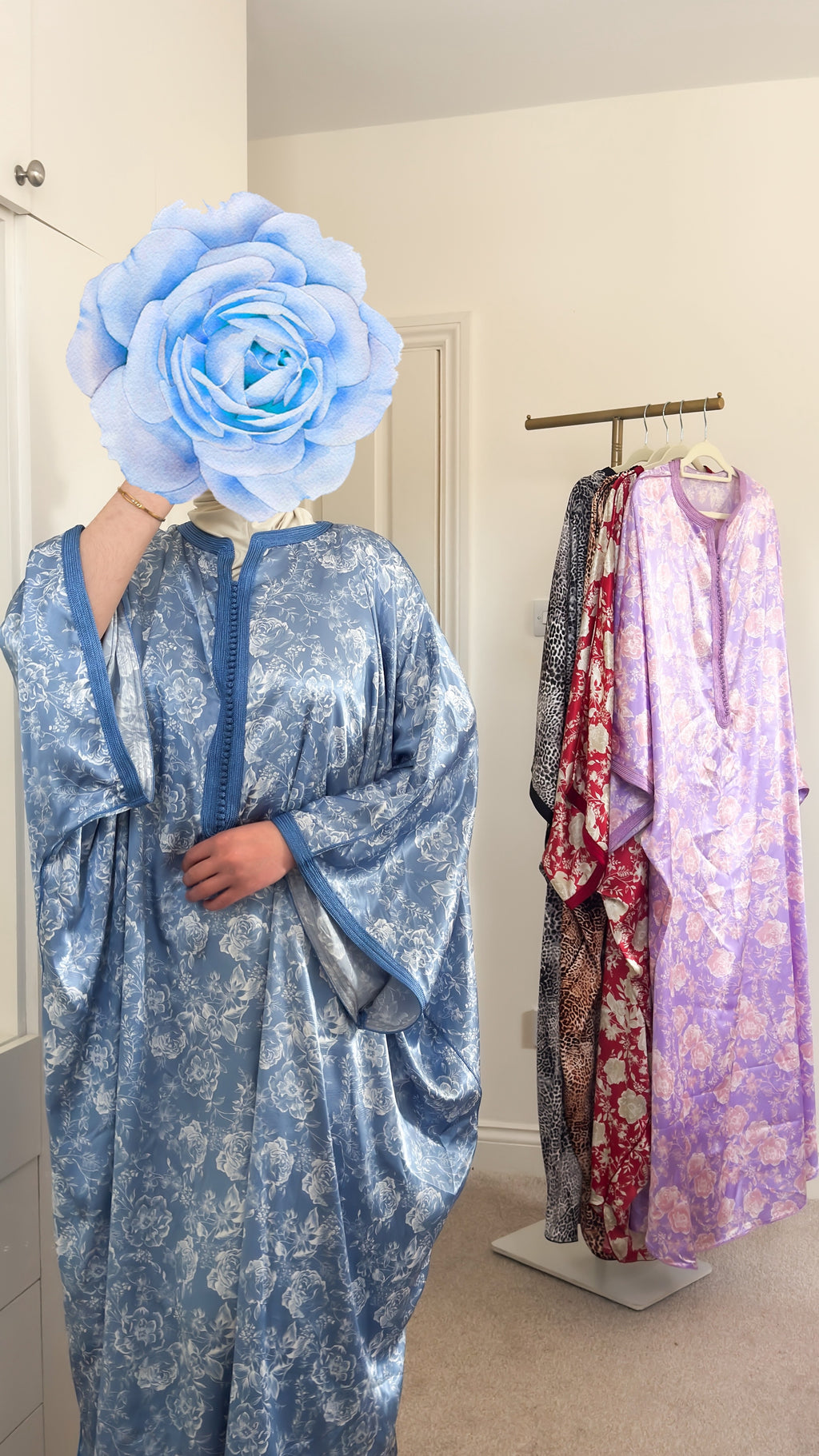 Baby Blue Floral Gandoura