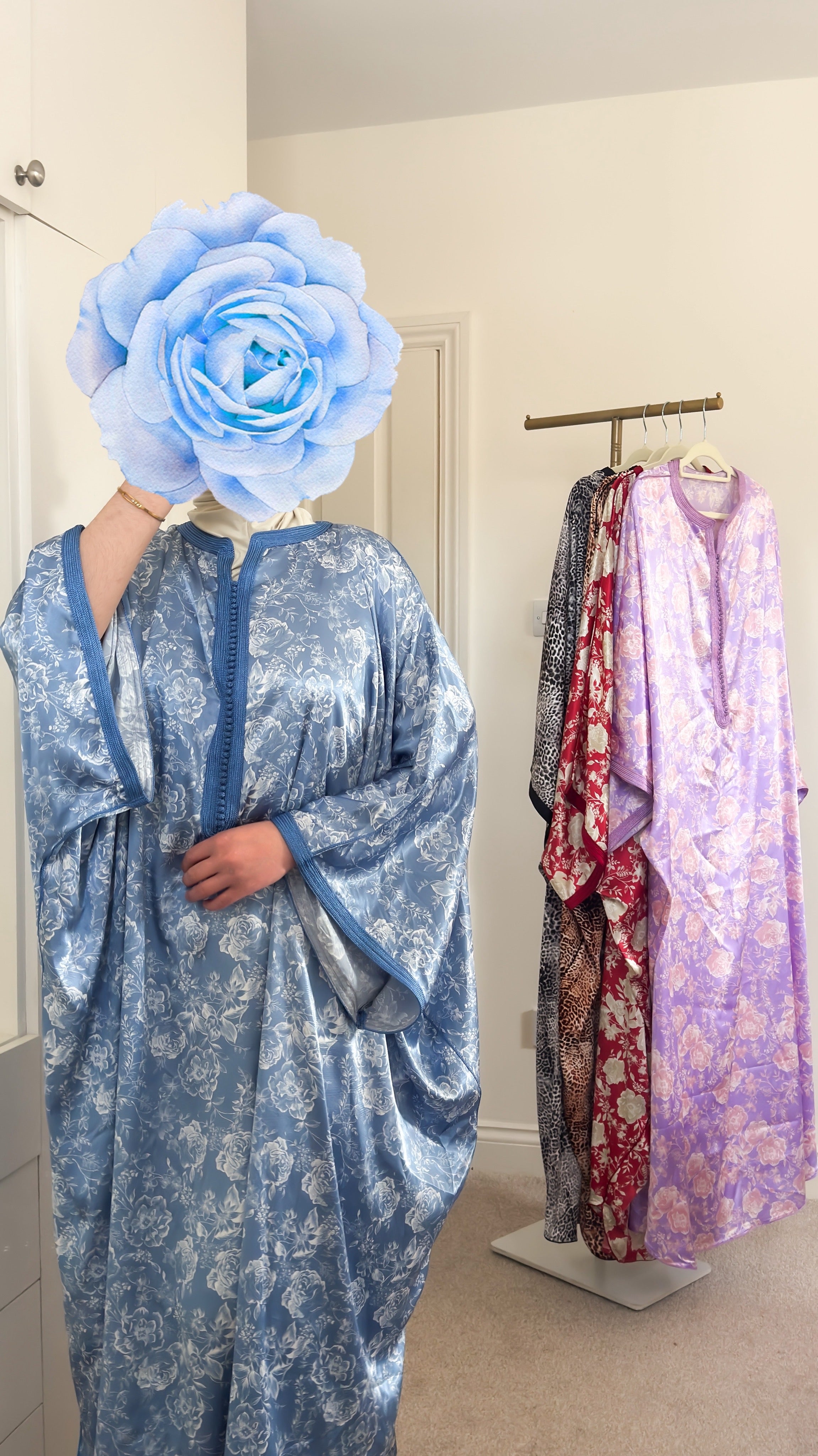 Baby Blue Floral Gandoura