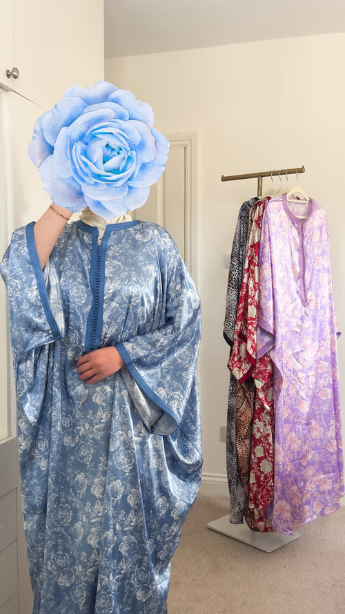 Baby Blue Floral Gandoura